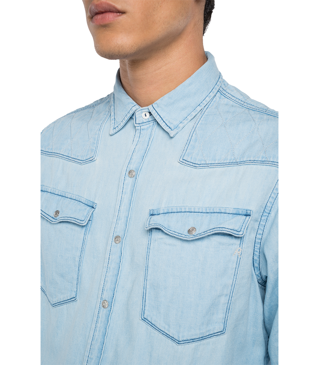 6ozライトインディゴコットンデニムシャツ 詳細画像 ライトブルー 5